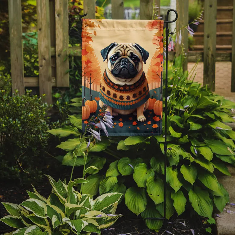 Fawn Pug Fall Garden Flag Caroline's Treasures