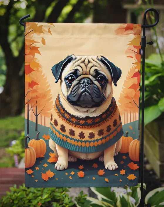Fawn Pug Fall Garden Flag Caroline's Treasures