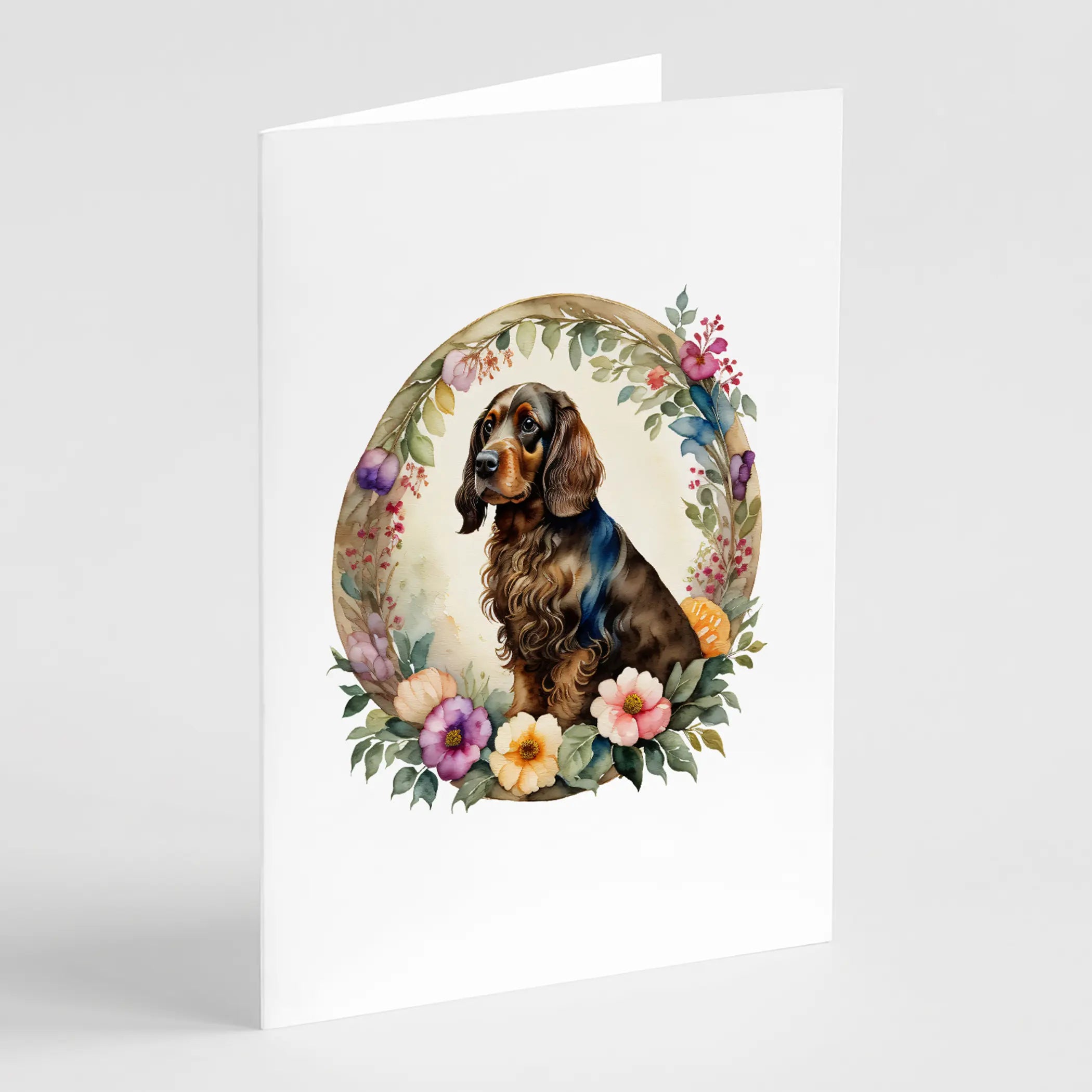 Field Spaniel and Flowers Greeting Cards Pack of 8 Caroline's Treasures