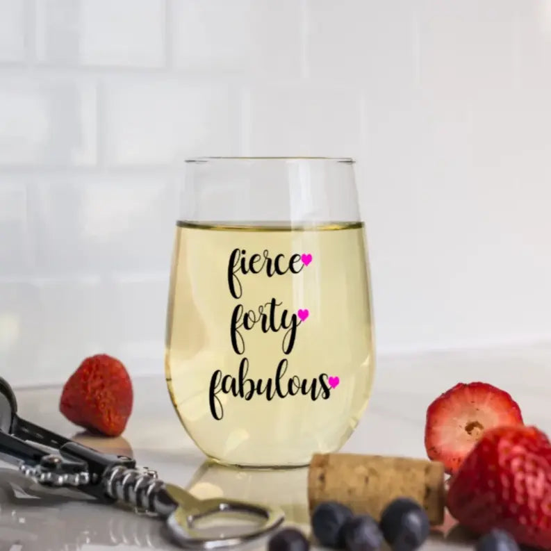 Fierce Forty & Fabulous Wine Glass Dream Team Designs