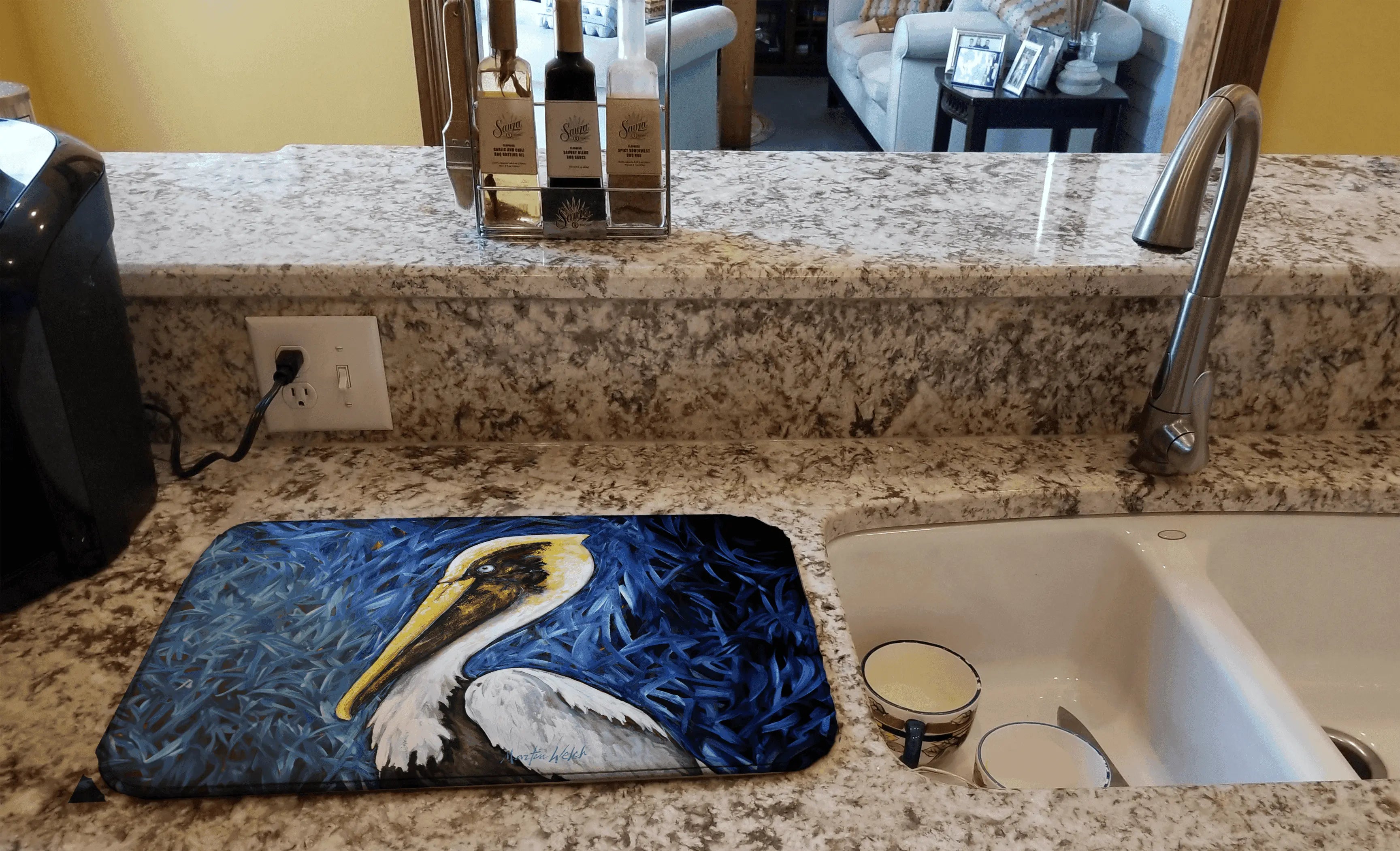 Fierce Pelican Dish Drying Mat Caroline's Treasures