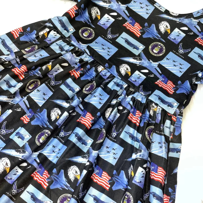Fighter Jet Military Support Short Sleeve Dress Stella Bean Clothing