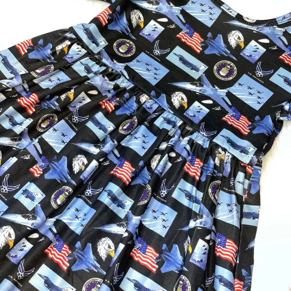 Fighter Jet Military Support Short Sleeve Dress Stella Bean Clothing