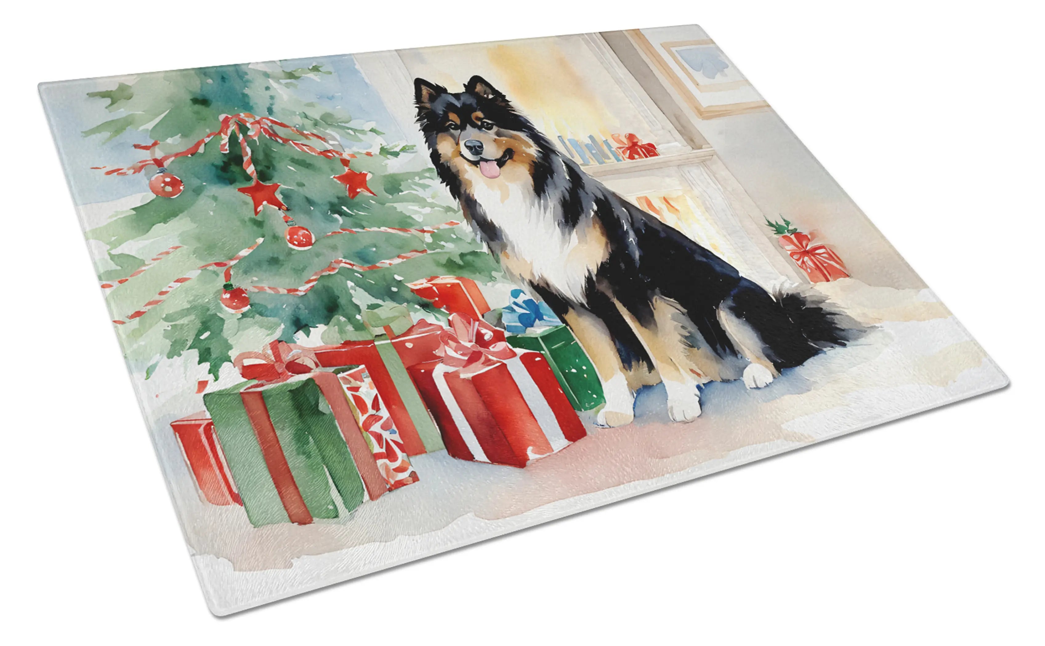 Finnish Lapphund Cozy Christmas Glass Cutting Board Caroline's Treasures