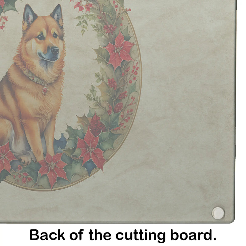Finnish Spitz Christmas Flowers Glass Cutting Board Caroline's Treasures