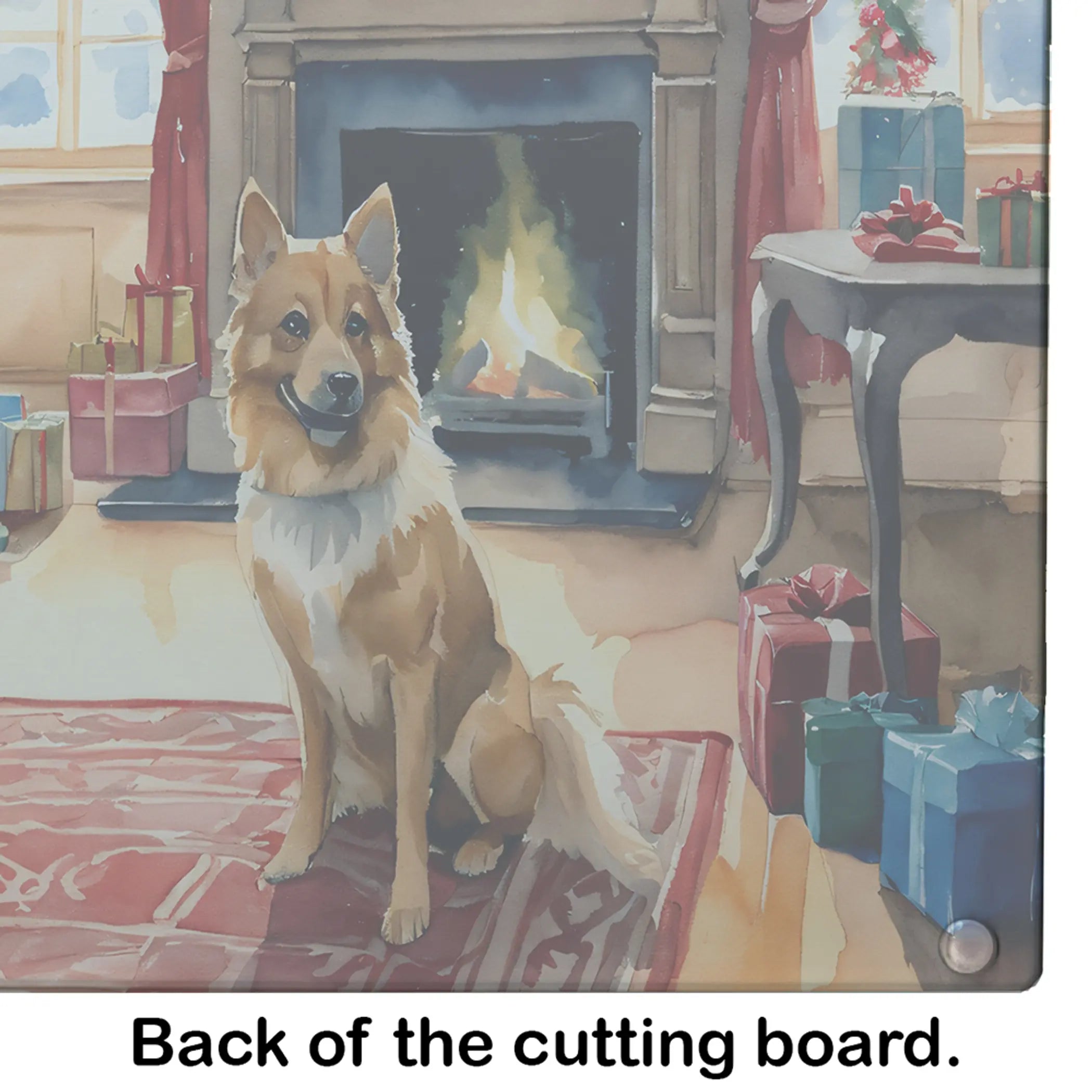 Finnish Spitz Cozy Christmas Glass Cutting Board Caroline's Treasures