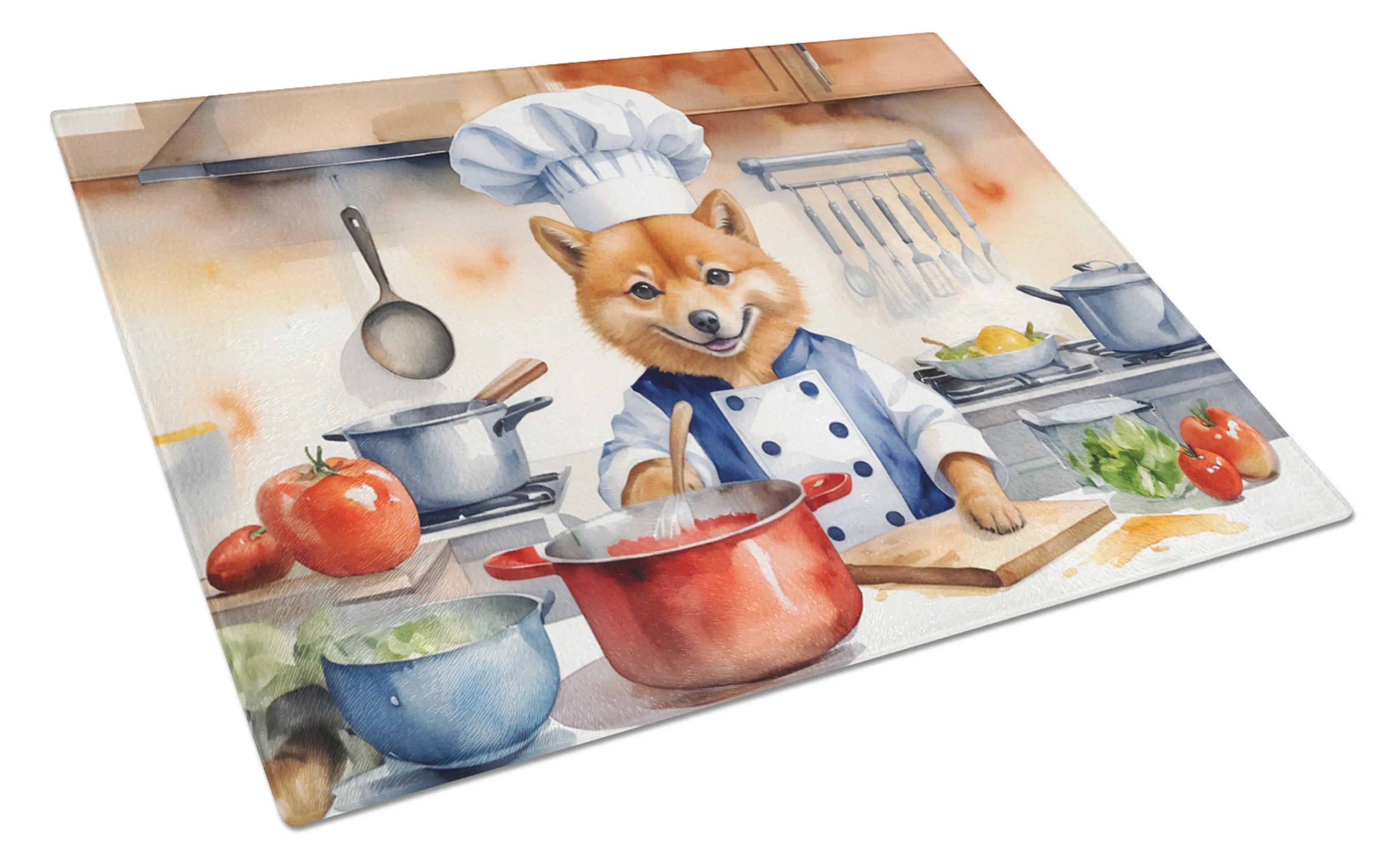 Finnish Spitz The Chef Glass Cutting Board Caroline's Treasures
