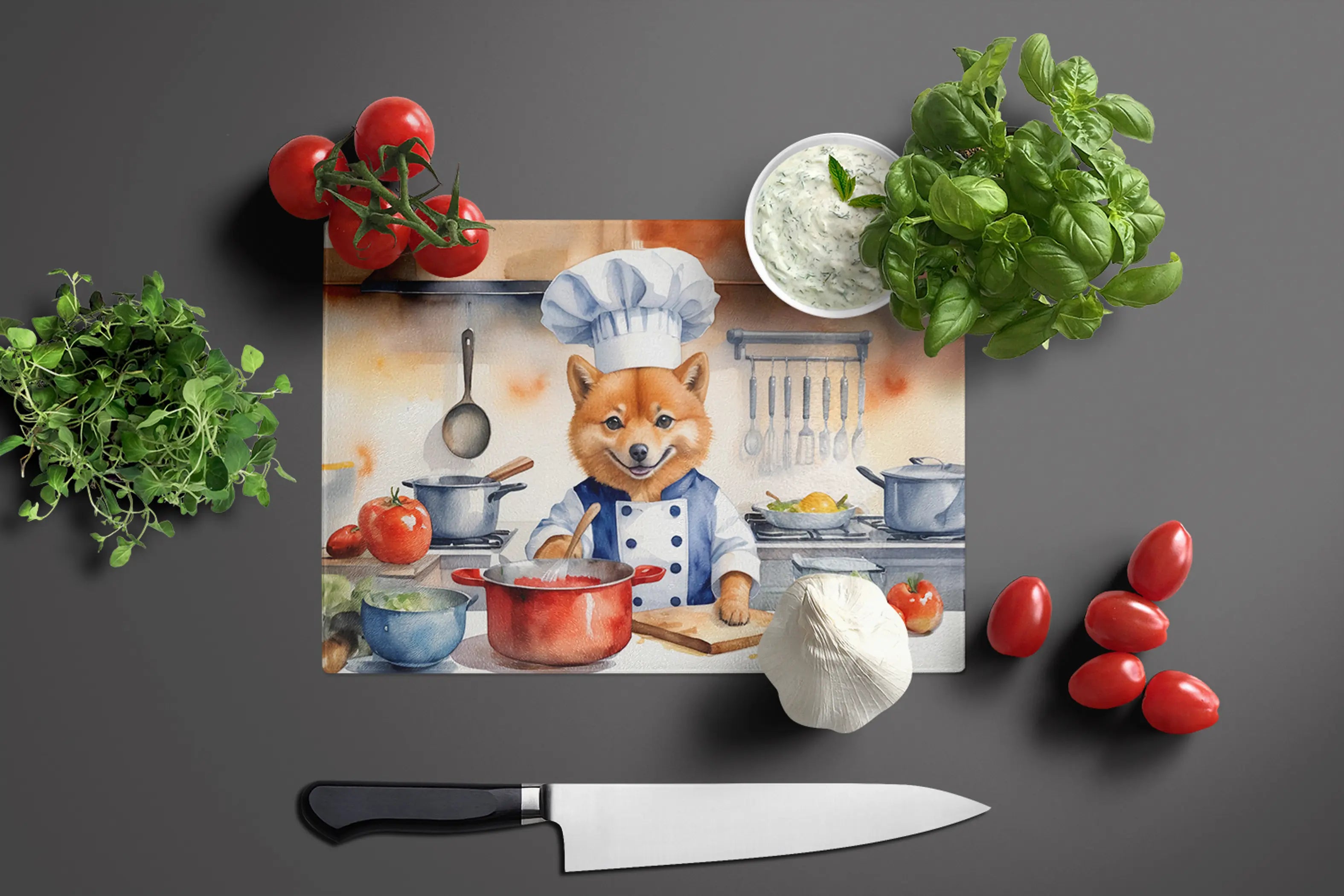 Finnish Spitz The Chef Glass Cutting Board Caroline's Treasures
