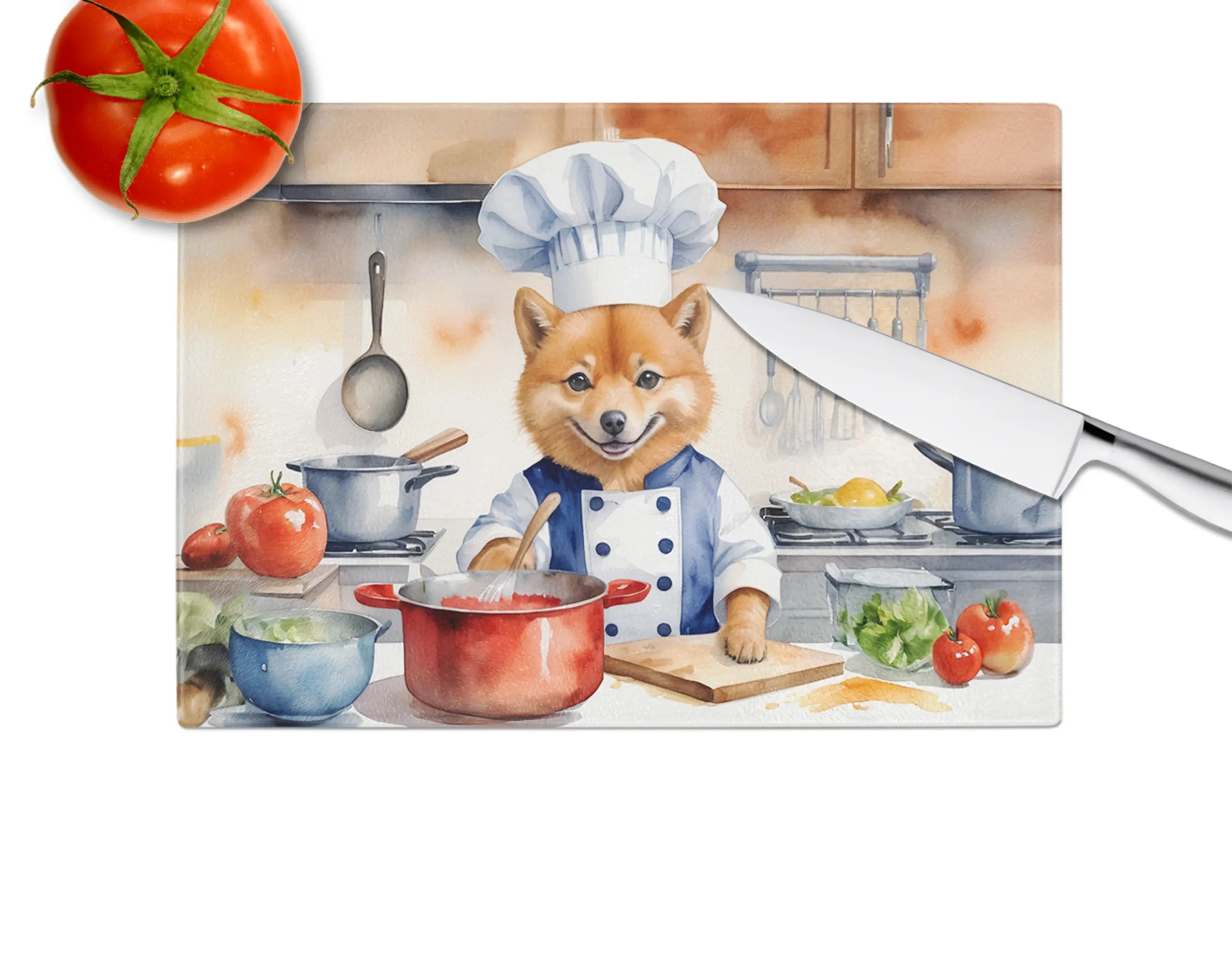 Finnish Spitz The Chef Glass Cutting Board Caroline's Treasures