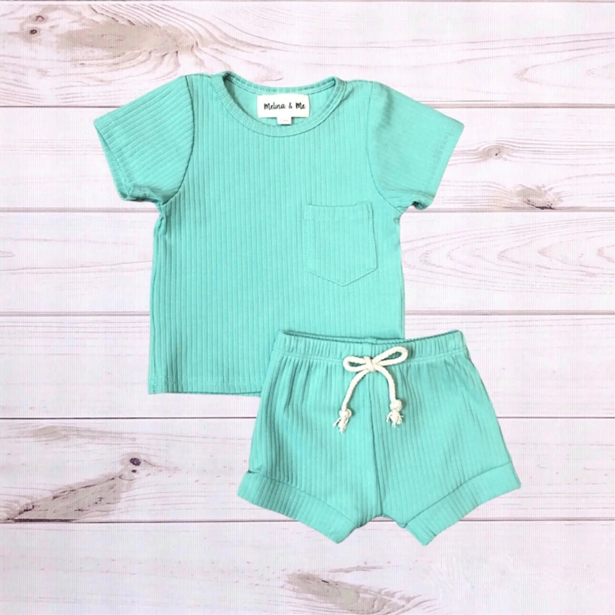 Finnley Ribbed Outfit (Turquoise) Melina & Me