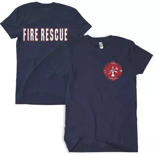 Fire Rescue T-Shirt Navy With Red Logo Fox Outdoor