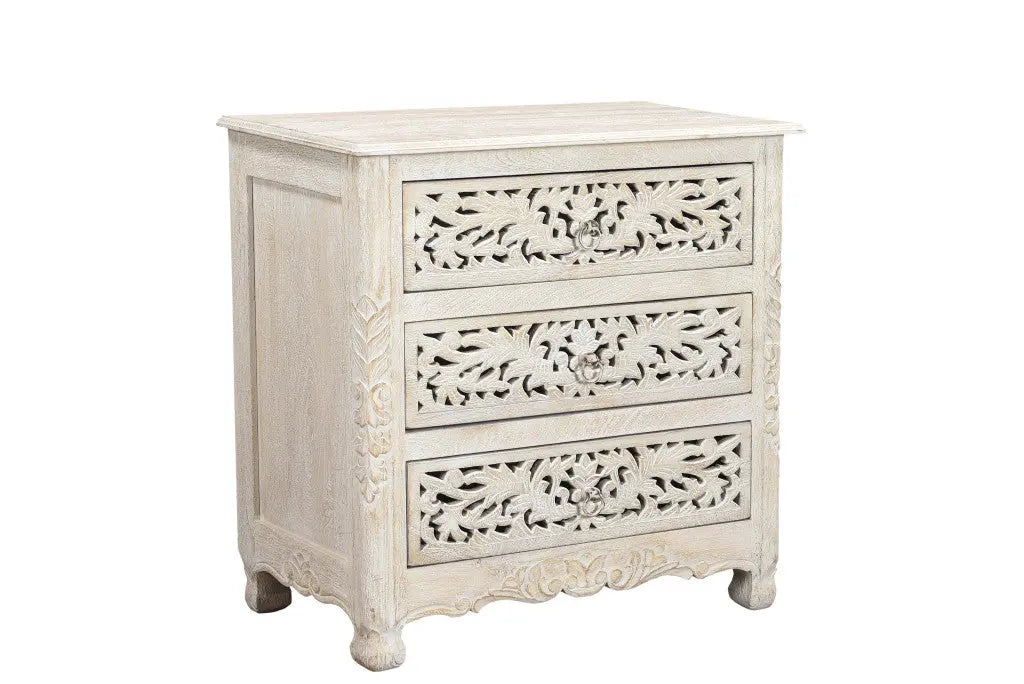 Five Piec White Solid Wood Bedroom Set With Mirror Homeroots Bed & Bath