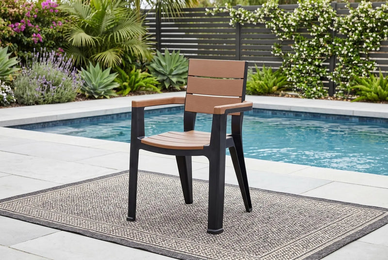 Five Piece Black Plastic Outdoor Patio Set With Table Homeroots Outdoor