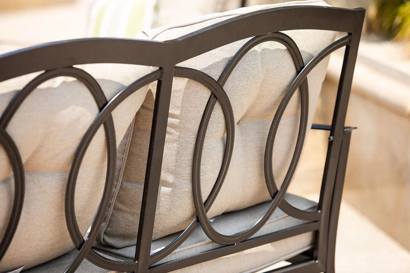 Five Piece Black and Beige Metal Sofa Seating Group With Table Homeroots Outdoor
