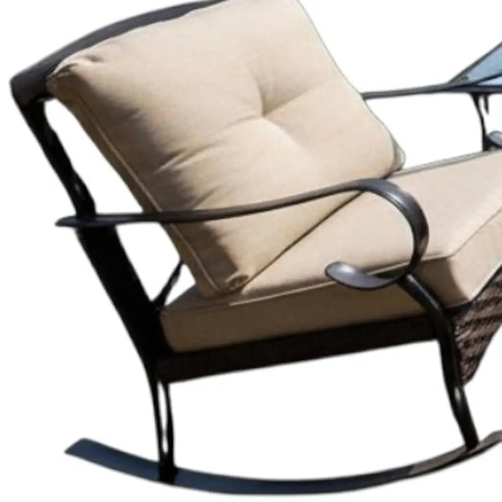 Five Piece Black and Beige Metal Sofa Seating Group With Table Homeroots Outdoor