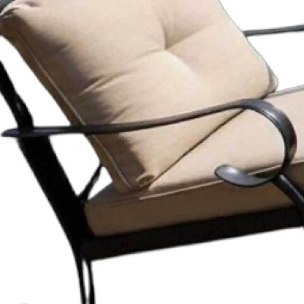 Five Piece Black and Beige Metal Sofa Seating Group With Table Homeroots Outdoor