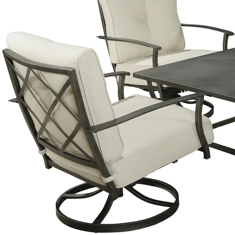 Five Piece Black and Gray Metal Outdoor Patio Set With Table Homeroots Outdoor
