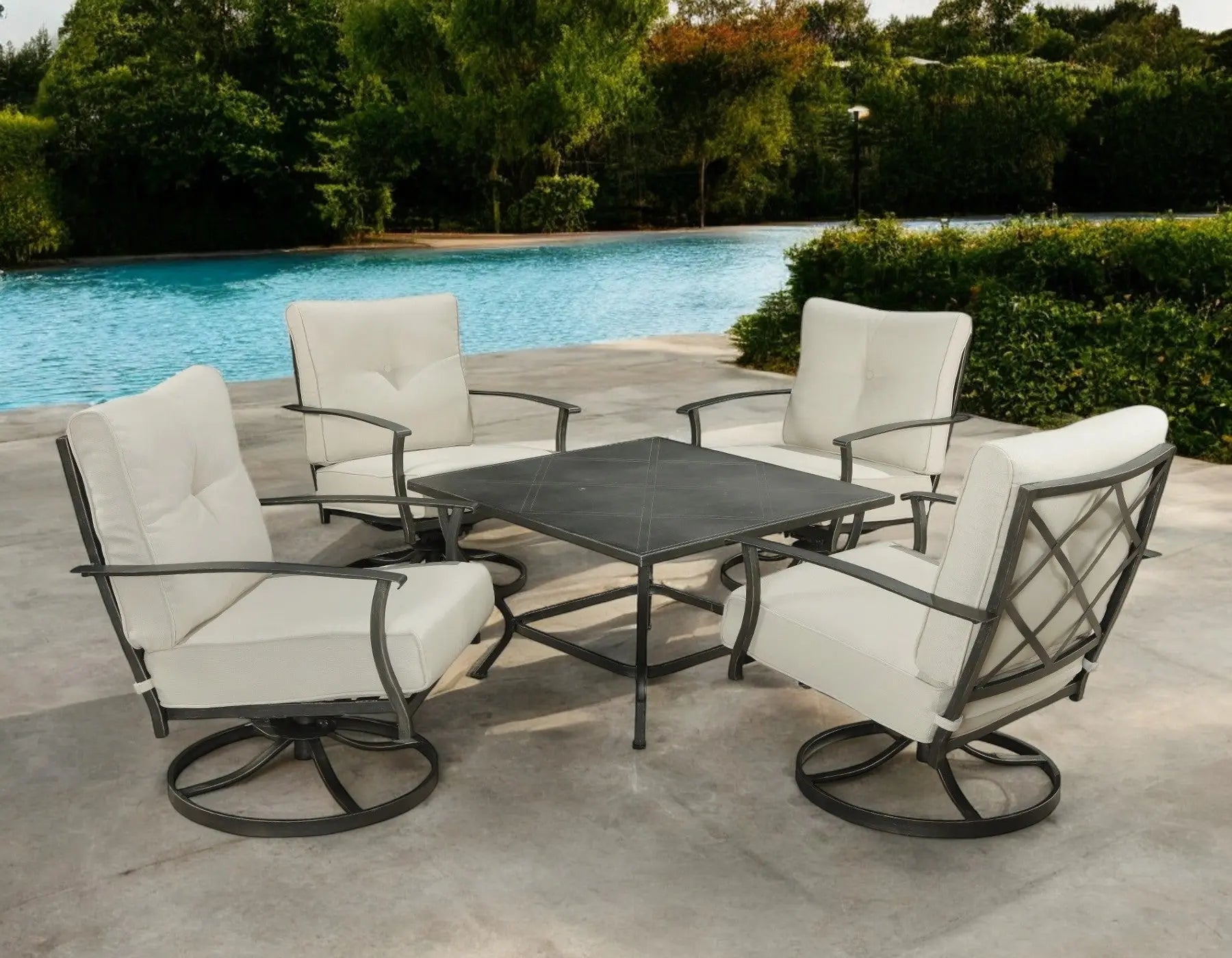 Five Piece Black and Gray Metal Outdoor Patio Set With Table Homeroots Outdoor