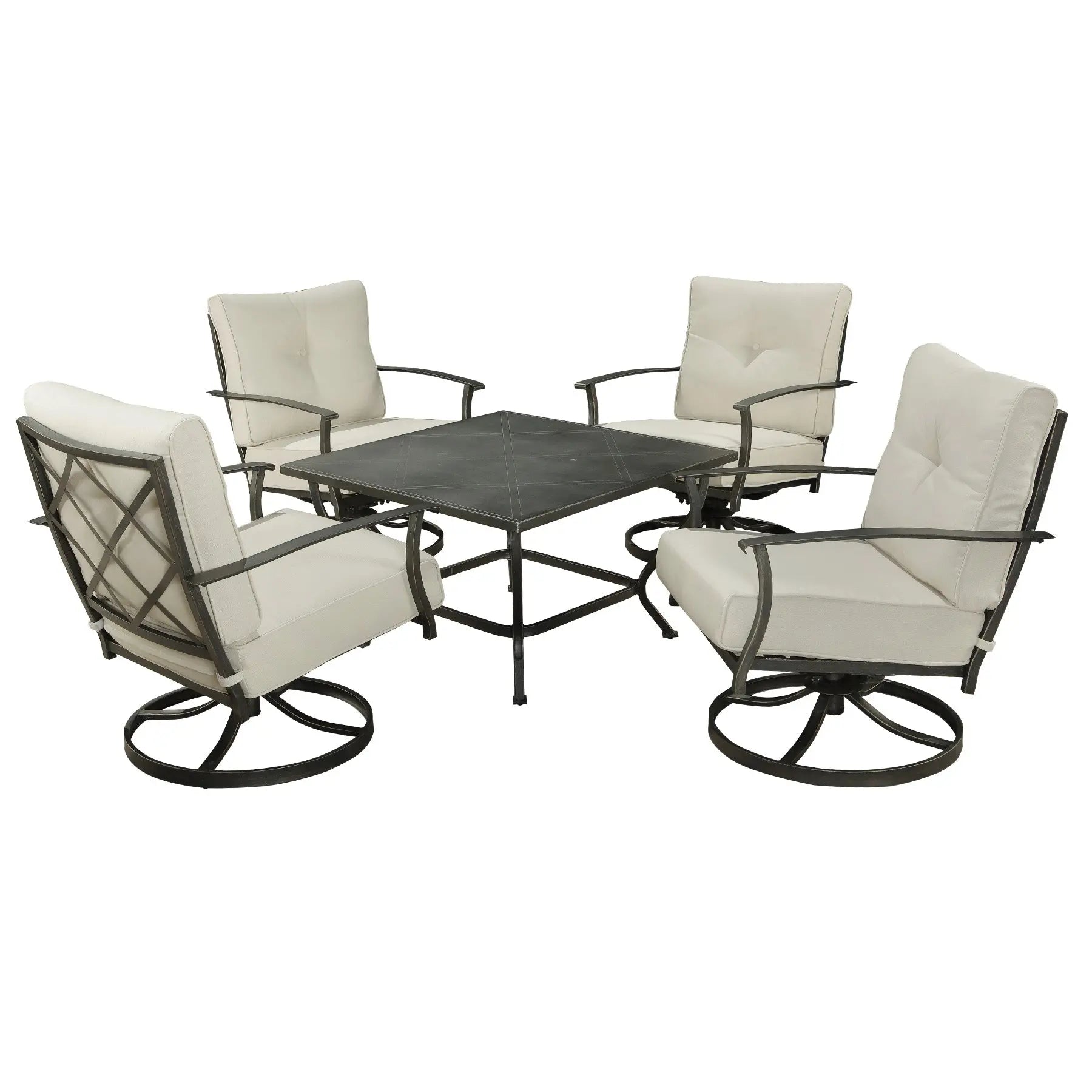 Five Piece Black and Gray Metal Outdoor Patio Set With Table Homeroots Outdoor
