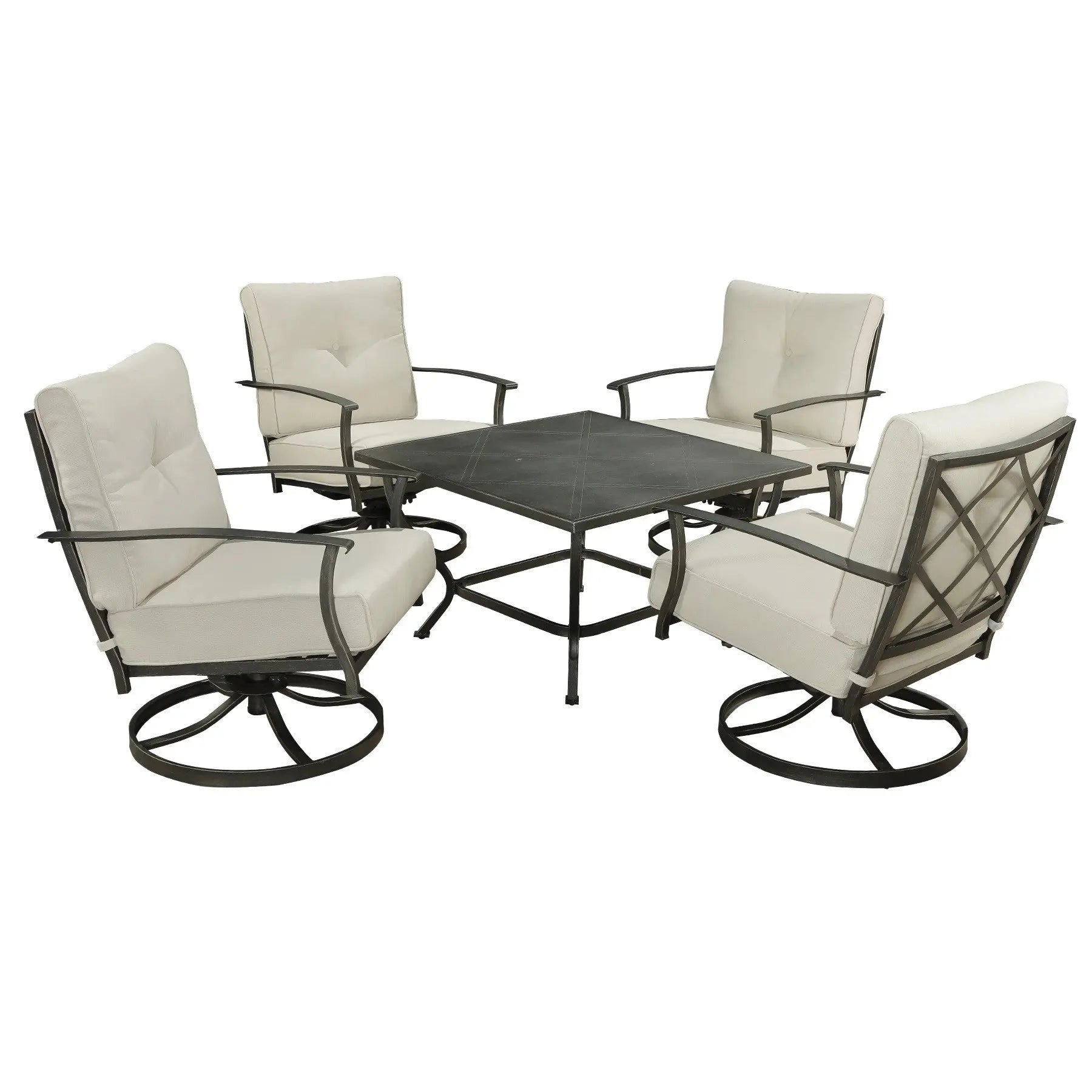 Five Piece Black and Gray Metal Outdoor Patio Set With Table Homeroots Outdoor