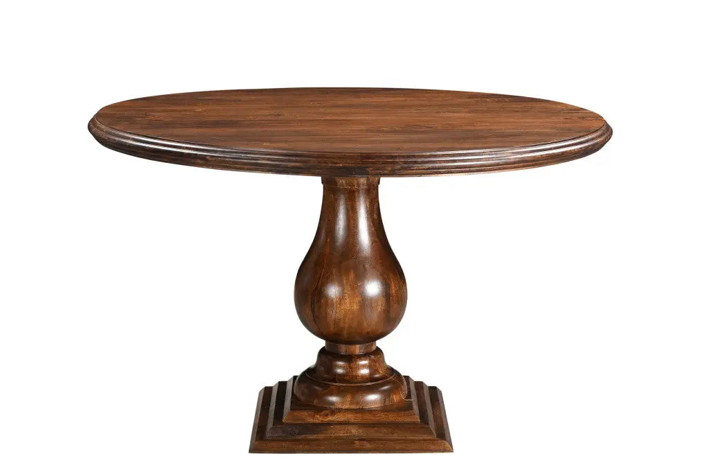 Five Piece Brown Round Solid Wood Dining Set with Four Chairs Homeroots Kitchen & Dining