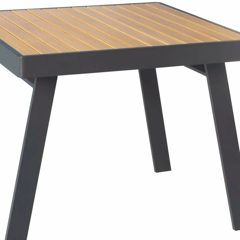 Five Piece Brown Square Metal Dining Set with Four Chairs Homeroots Outdoor