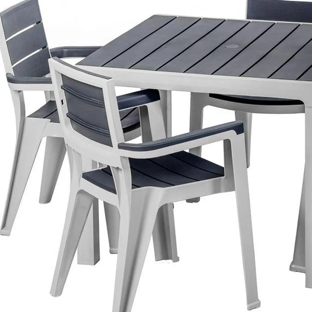 Five Piece Gray Plastic Outdoor Patio Set With Table Homeroots Outdoor