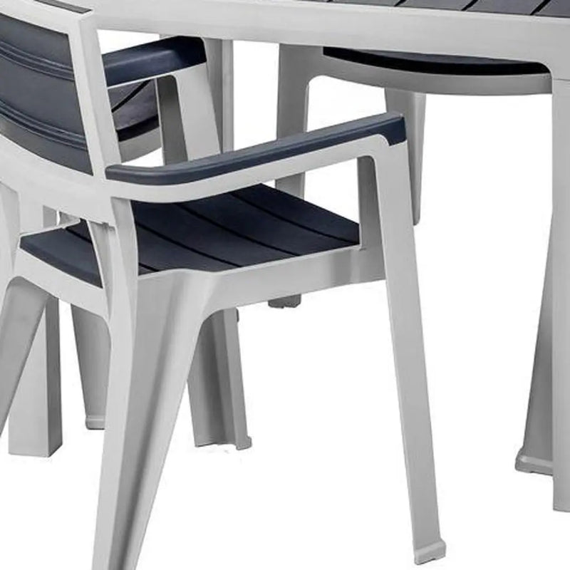 Five Piece Gray Plastic Outdoor Patio Set With Table Homeroots Outdoor