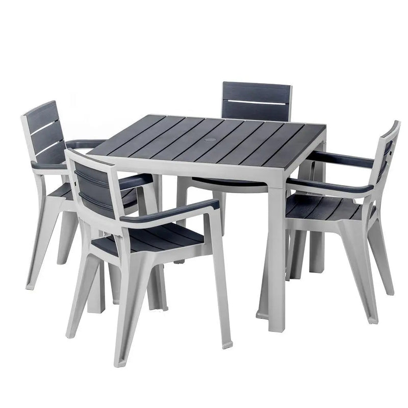 Five Piece Gray Plastic Outdoor Patio Set With Table Homeroots Outdoor