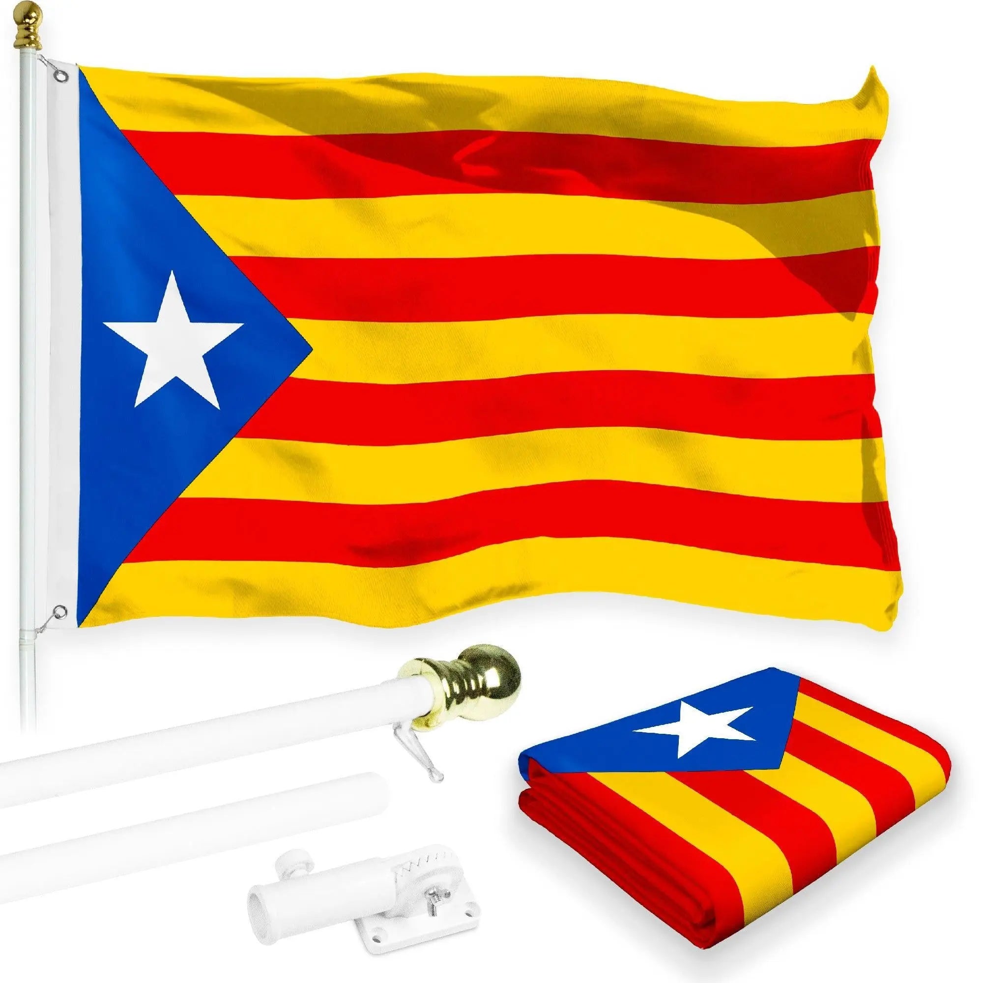 Flag Pole 6FT White Tangle Free & Blue Estelada Flag 3x5 Ft Combo Printed 150D Polyester By G128 G128