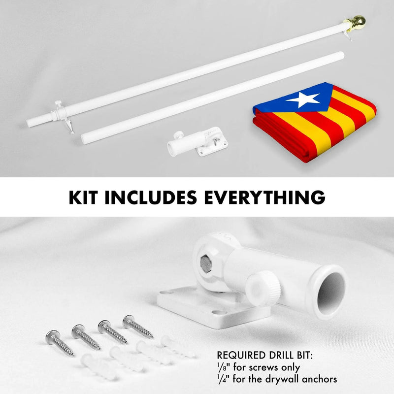 Flag Pole 6FT White Tangle Free & Blue Estelada Flag 3x5 Ft Combo Printed 150D Polyester By G128 G128