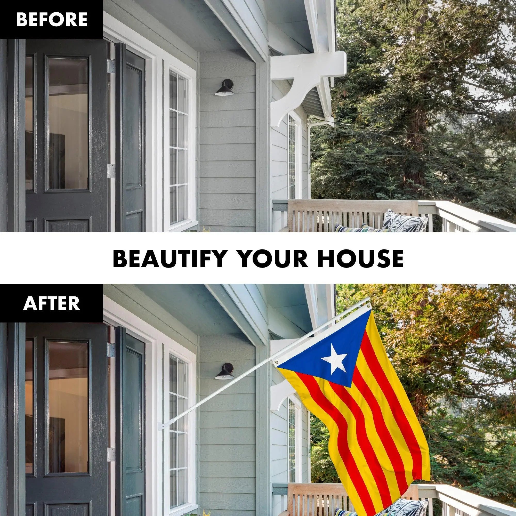 Flag Pole 6FT White Tangle Free & Blue Estelada Flag 3x5 Ft Combo Printed 150D Polyester By G128 G128