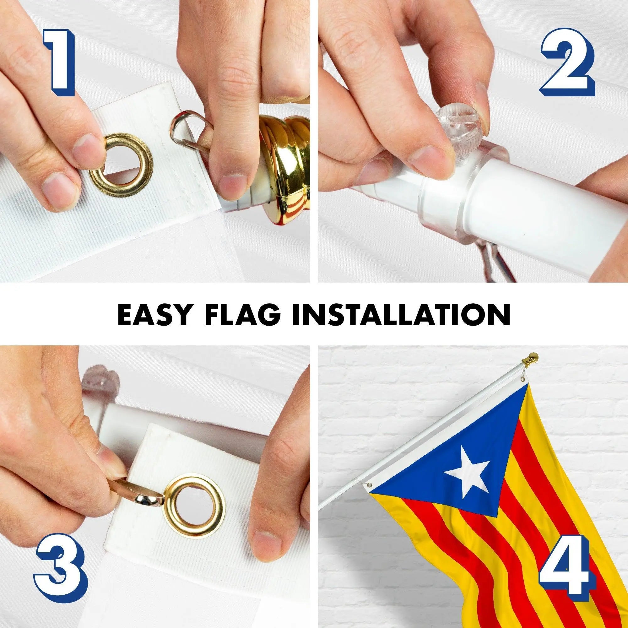 Flag Pole 6FT White Tangle Free & Blue Estelada Flag 3x5 Ft Combo Printed 150D Polyester By G128 G128