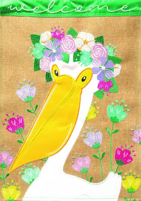Flag Welcome Floral Pelican Burlap Dicksons Inc