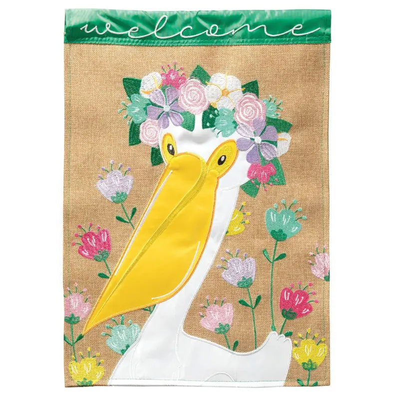 Flag Welcome Floral Pelican Burlap Dicksons Inc