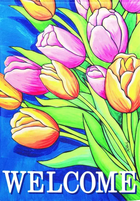 Flag Welcome Tulips Polyester Dicksons Inc