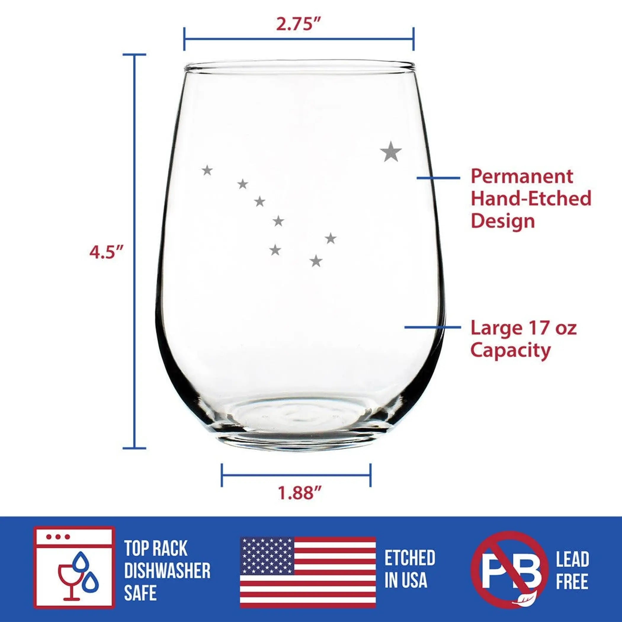 Flag of Alaska Stemless Wine Glass - Alaskan Gifts and Decor Bevvee