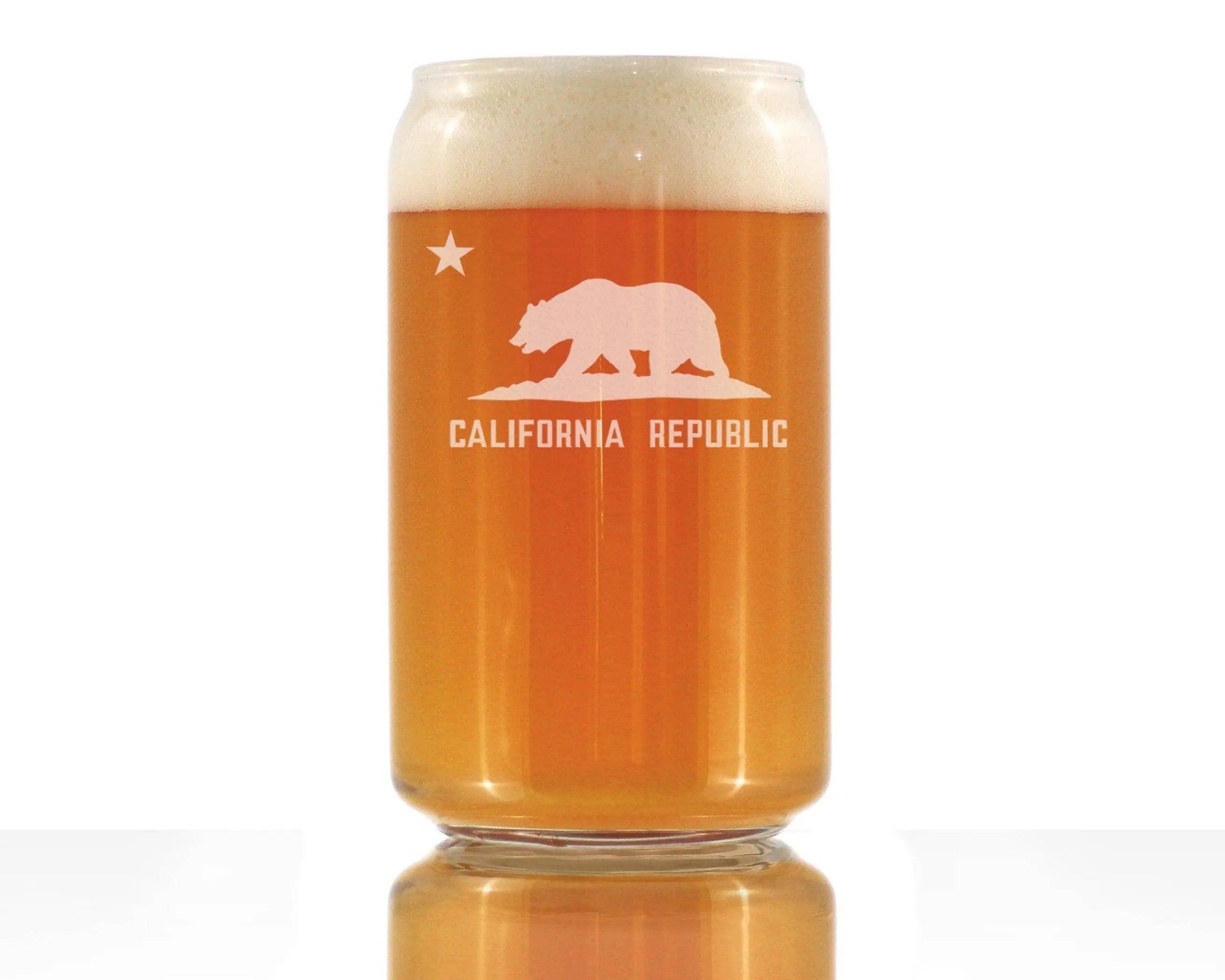 Flag of California Beer Can Pint Glass - Californians Gifts Bevvee