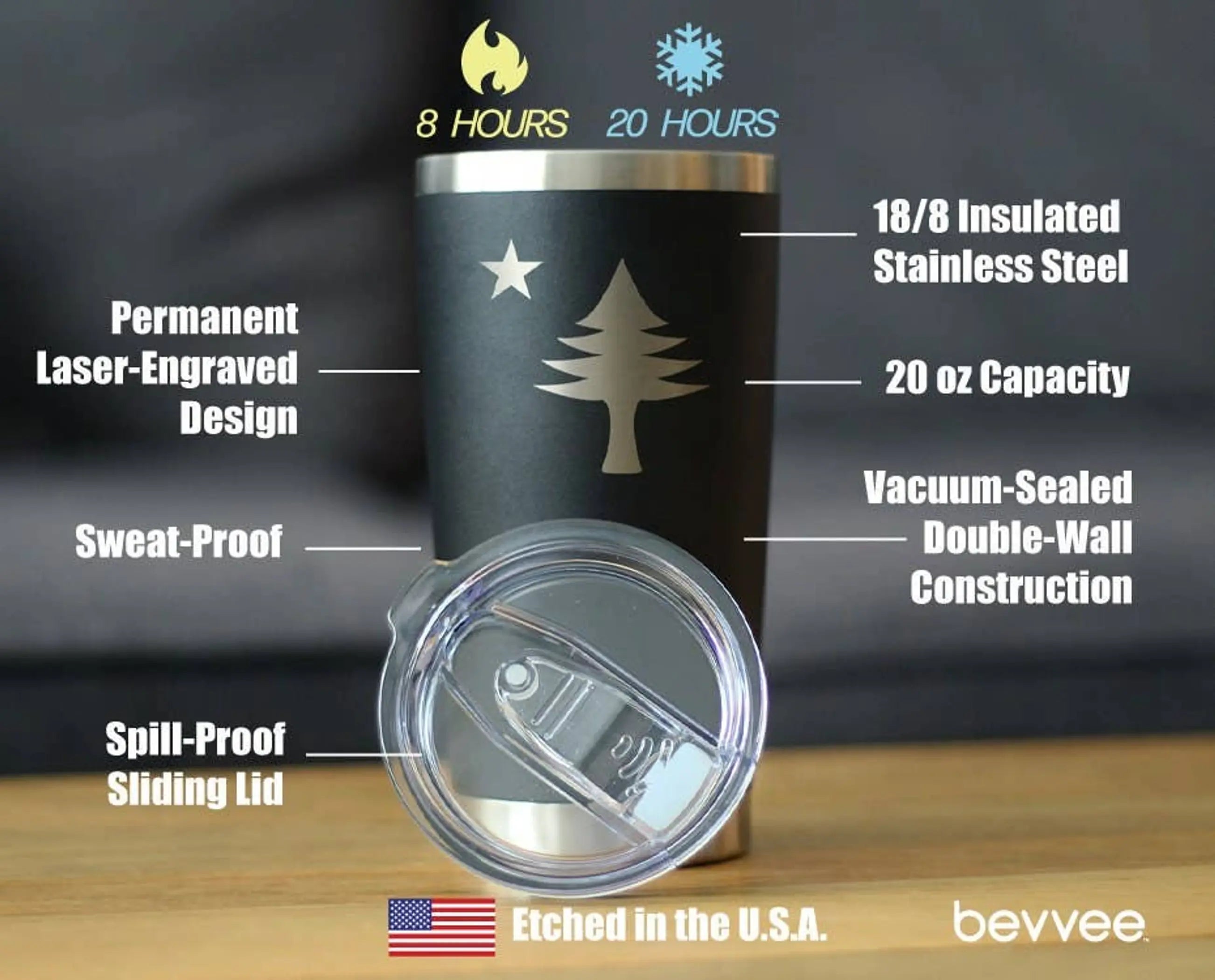 Flag of Maine Insulated Travel Tumbler - Mainers Gifts Bevvee