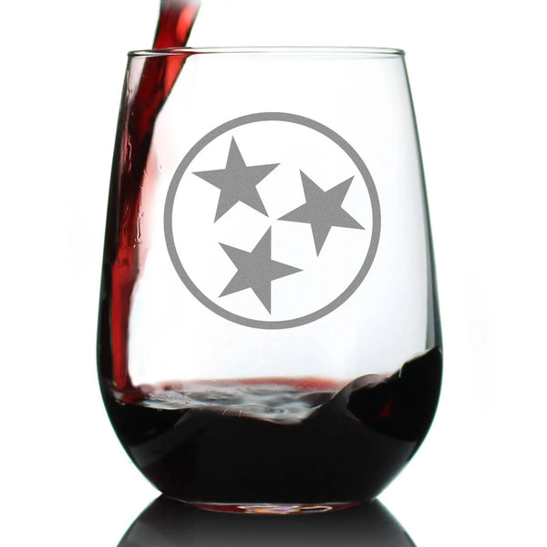 Flag of Tennessee Stemless Wine Glass - Tennesseans Gifts Bevvee