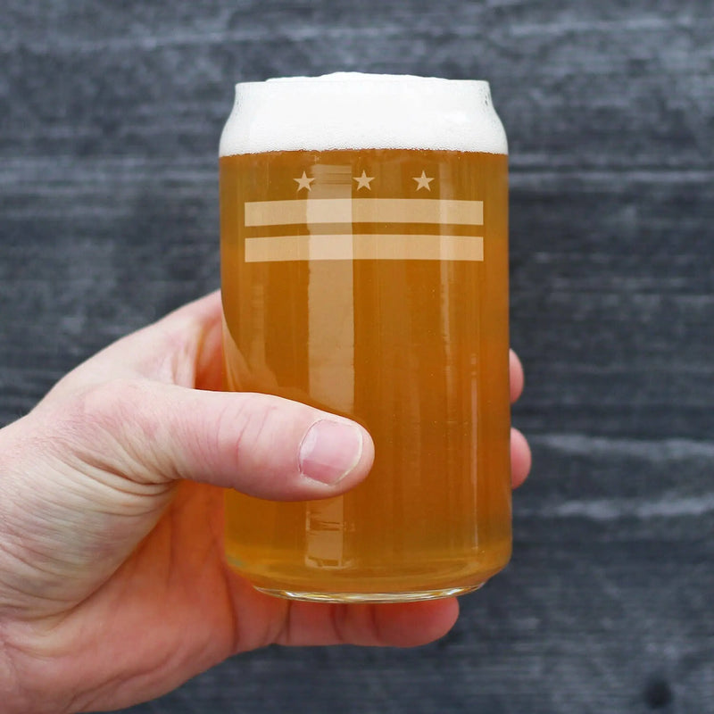Flag of Washington DC Beer Can Pint Glass - DC Flag Gifts Bevvee