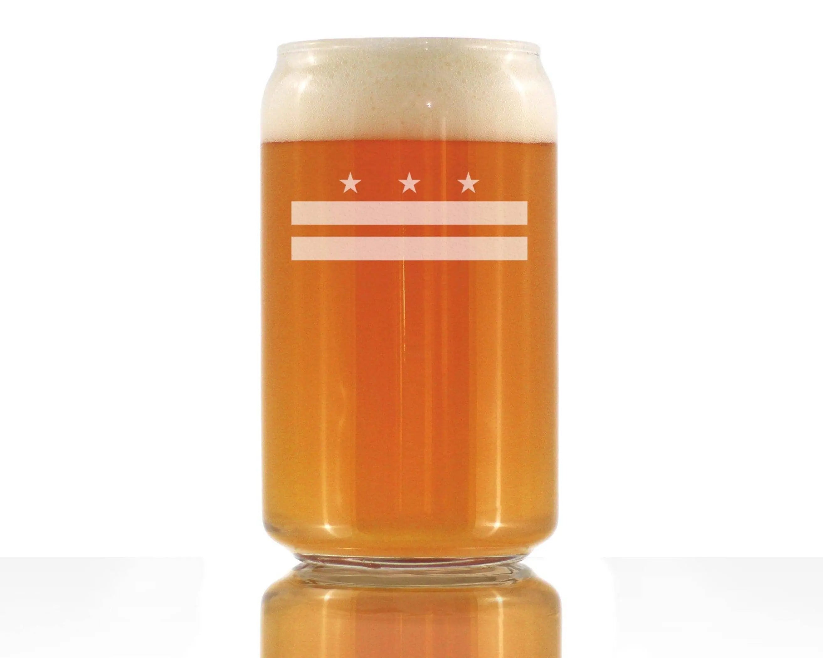Flag of Washington DC Beer Can Pint Glass - DC Flag Gifts Bevvee