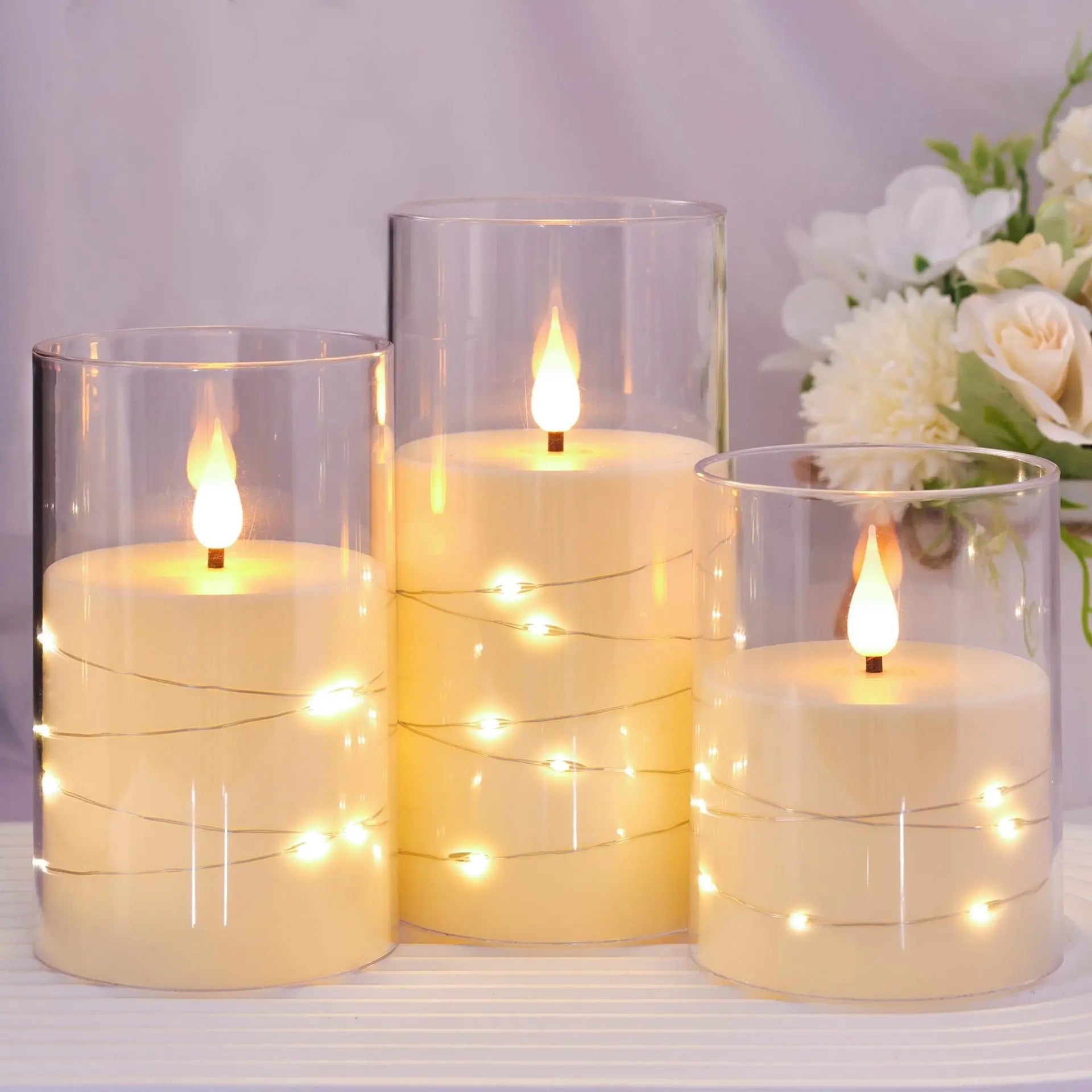 Flameless Candle Battery Powered Candle LED Fairy Light Plexiglass Candle with Remote Control Holiday Candle GreatEagleInc