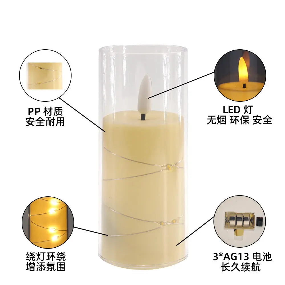 Flameless Candle Battery Powered Candle LED Fairy Light Plexiglass Candle with Remote Control Holiday Candle GreatEagleInc