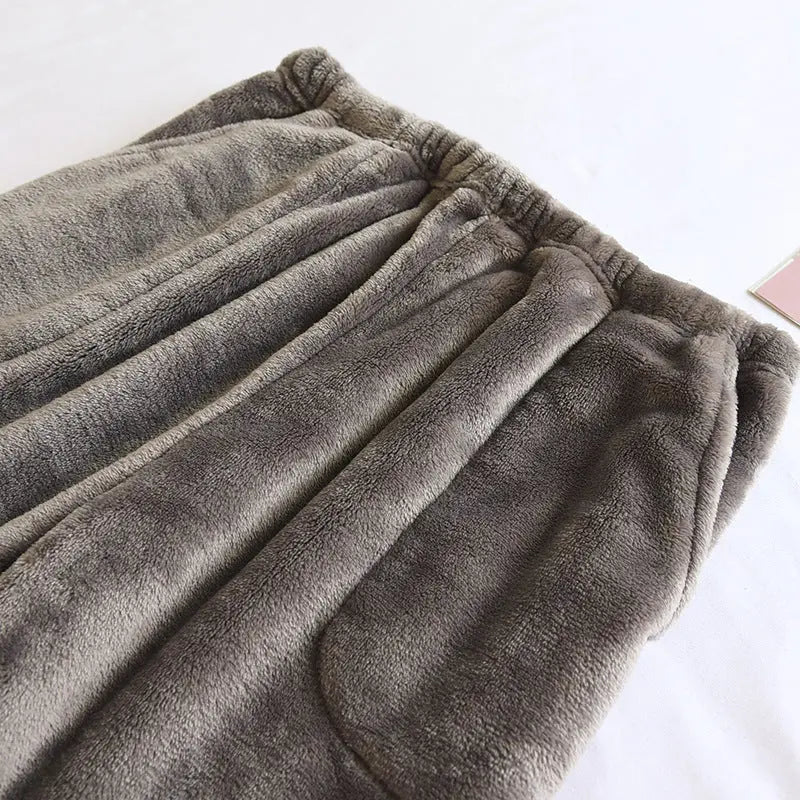 Flannel Women's Pajama Pants Fall/Winter Men's Loose Warm Simple New Couple's Home Pants Pants Winter One-Piece Hair GreatEagleInc