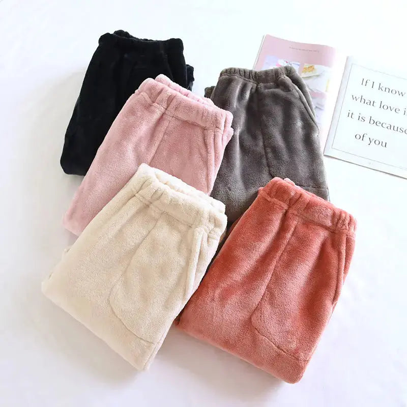 Flannel Women's Pajama Pants Fall/Winter Men's Loose Warm Simple New Couple's Home Pants Pants Winter One-Piece Hair GreatEagleInc
