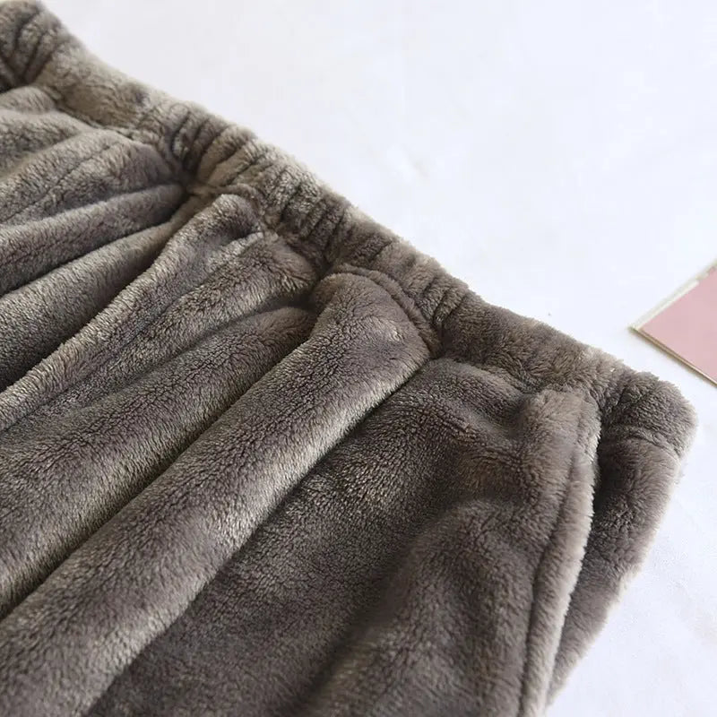 Flannel Women's Pajama Pants Fall/Winter Men's Loose Warm Simple New Couple's Home Pants Pants Winter One-Piece Hair GreatEagleInc