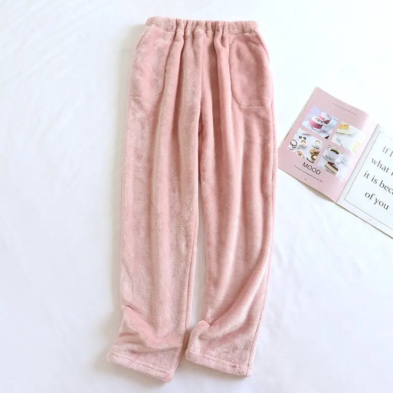 Flannel Women's Pajama Pants Fall/Winter Men's Loose Warm Simple New Couple's Home Pants Pants Winter One-Piece Hair GreatEagleInc