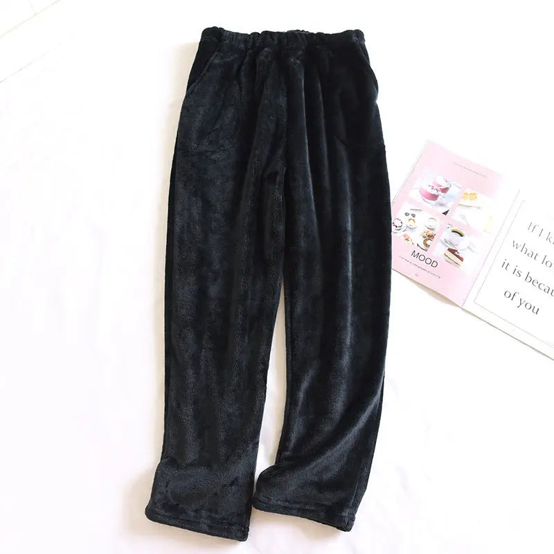 Flannel Women's Pajama Pants Fall/Winter Men's Loose Warm Simple New Couple's Home Pants Pants Winter One-Piece Hair GreatEagleInc