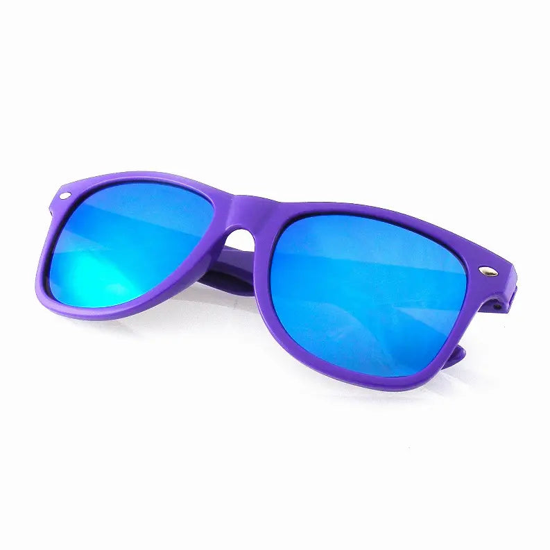 Flash Mirror Reflective Lens Neon Horned Rim Sunglasses Sunglass Memphis